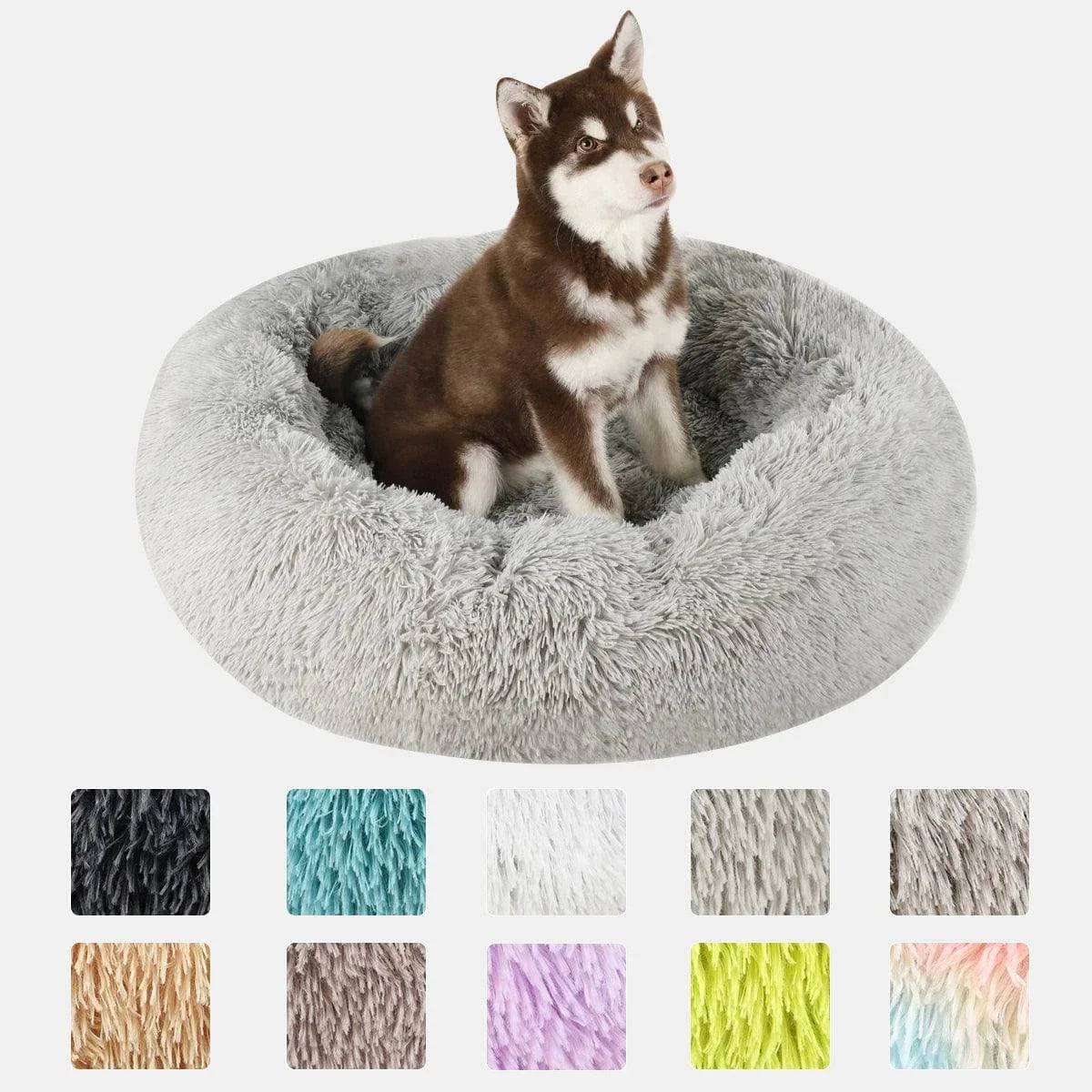 Premium Washable Plush Round Pet Bed for Dogs and Cats