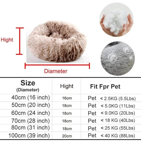 Premium Washable Plush Round Pet Bed for Dogs and Cats