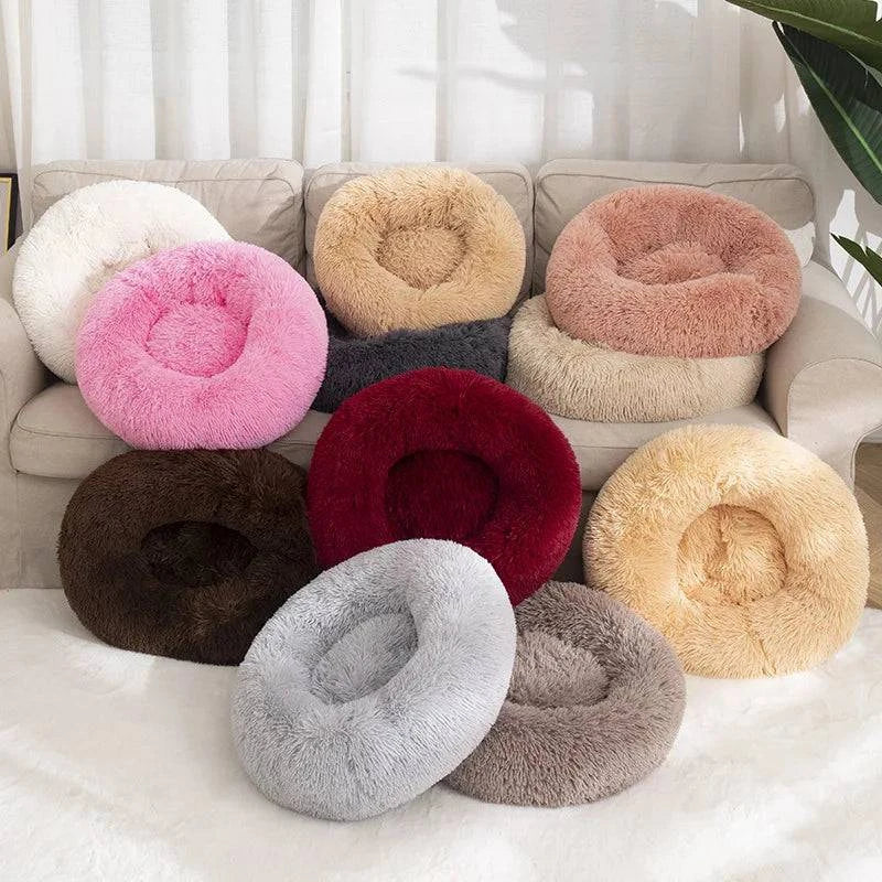 Premium Washable Plush Round Pet Bed for Dogs and Cats